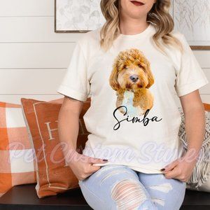 Custom Dog Painting Shirt, Pet Oil Painting + Name, Pet Painting from Photo Tees